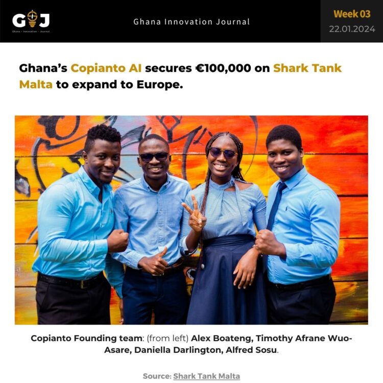 Ghana’s Copianto AI secures €100,000 on Shark Tank Malta to expand to Europe.