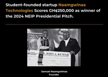 Student-founded startup Naamgwinaa Technologies Scores GH¢250,000 as winner of the 2024 NEIP Presidential Pitch.